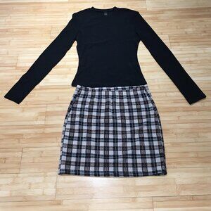 NWOT SHEIN Clasi Ribbed Knit Top & Plaid Bodycon Skirt Set